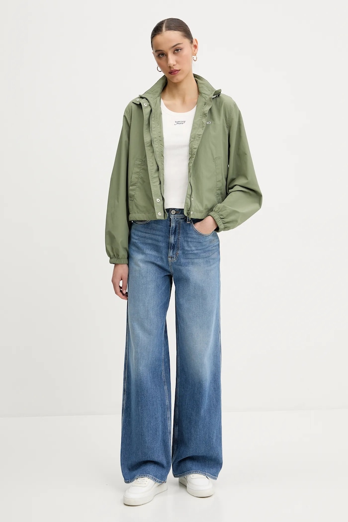 Памучен топ Tommy Jeans DW0DW21369 бежов AW25