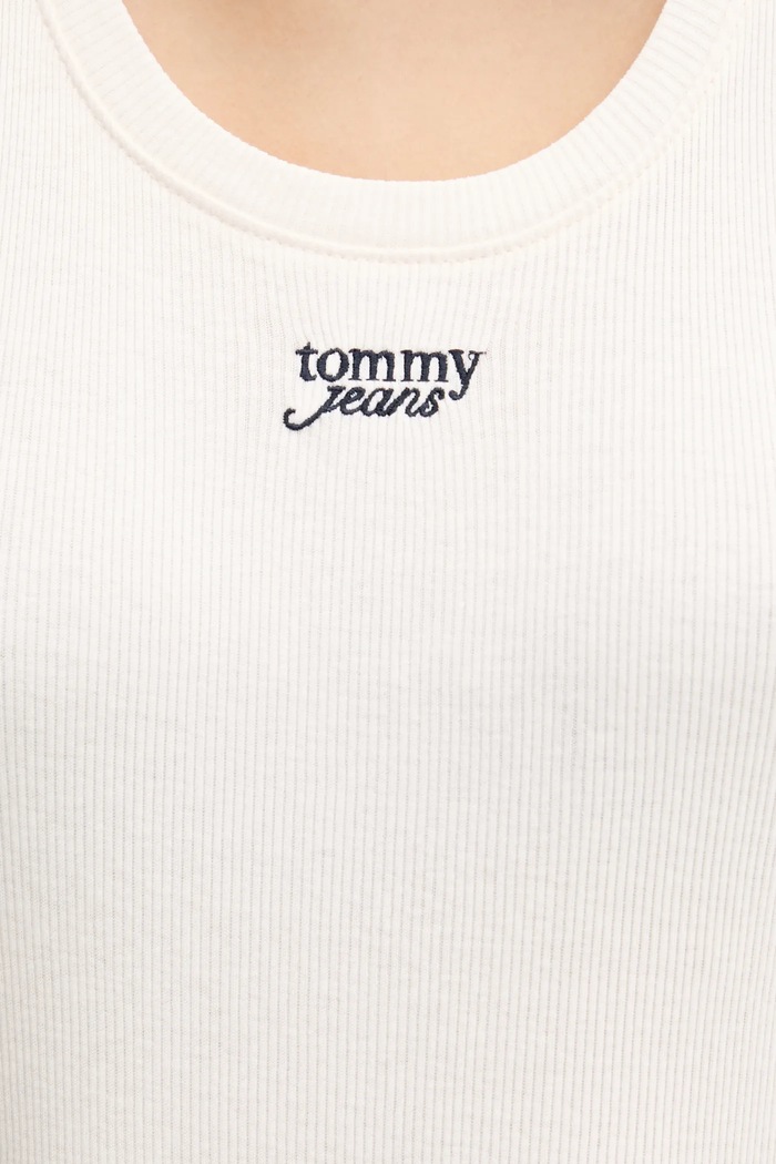 Памучен топ Tommy Jeans DW0DW21369 бежов