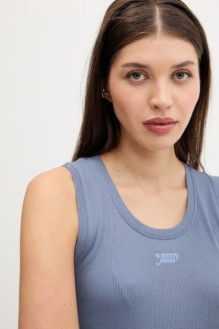 Bavlnený top Tommy Jeans modrá DW0DW21369