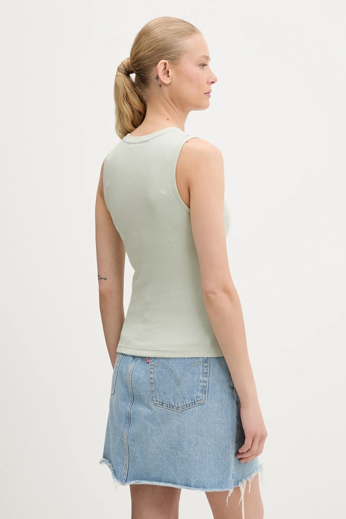 Ρούχα Βαμβακερό τοπ Tommy Jeans DW0DW21369 πράσινο