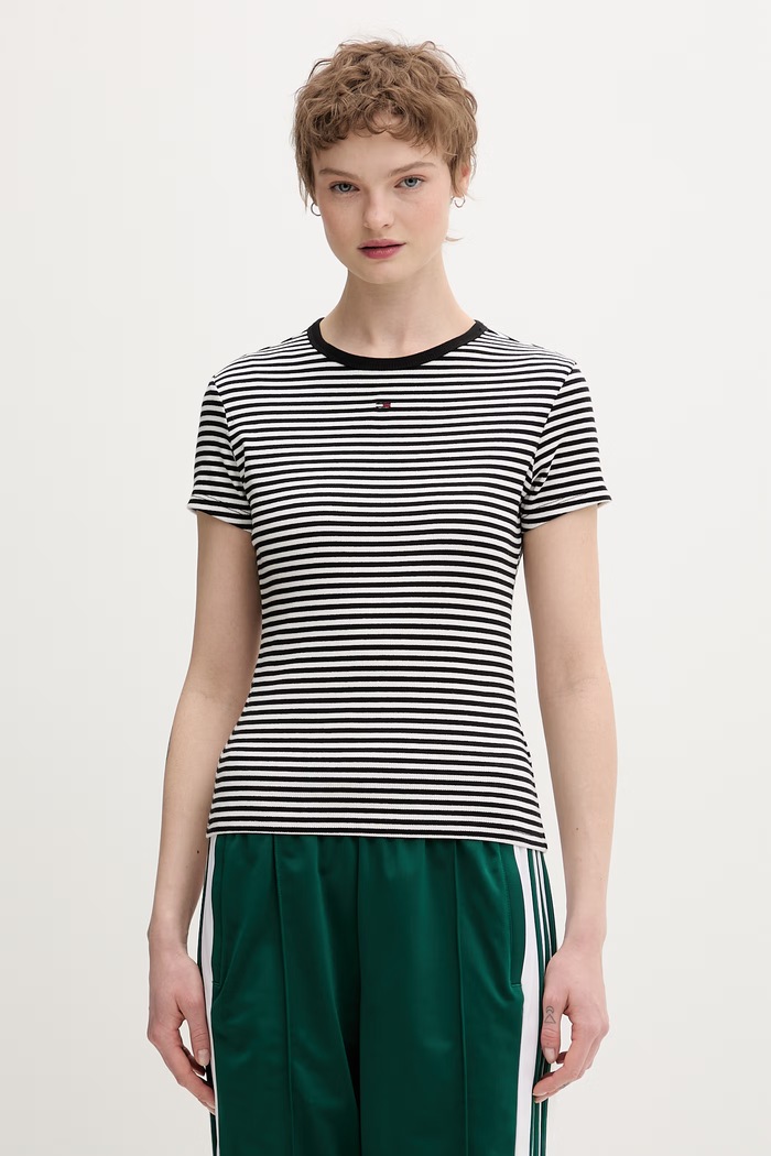 Tommy Jeans basic tričko dámske bavlnené s elastanom 2-pak DW0DW21430 biela SS26