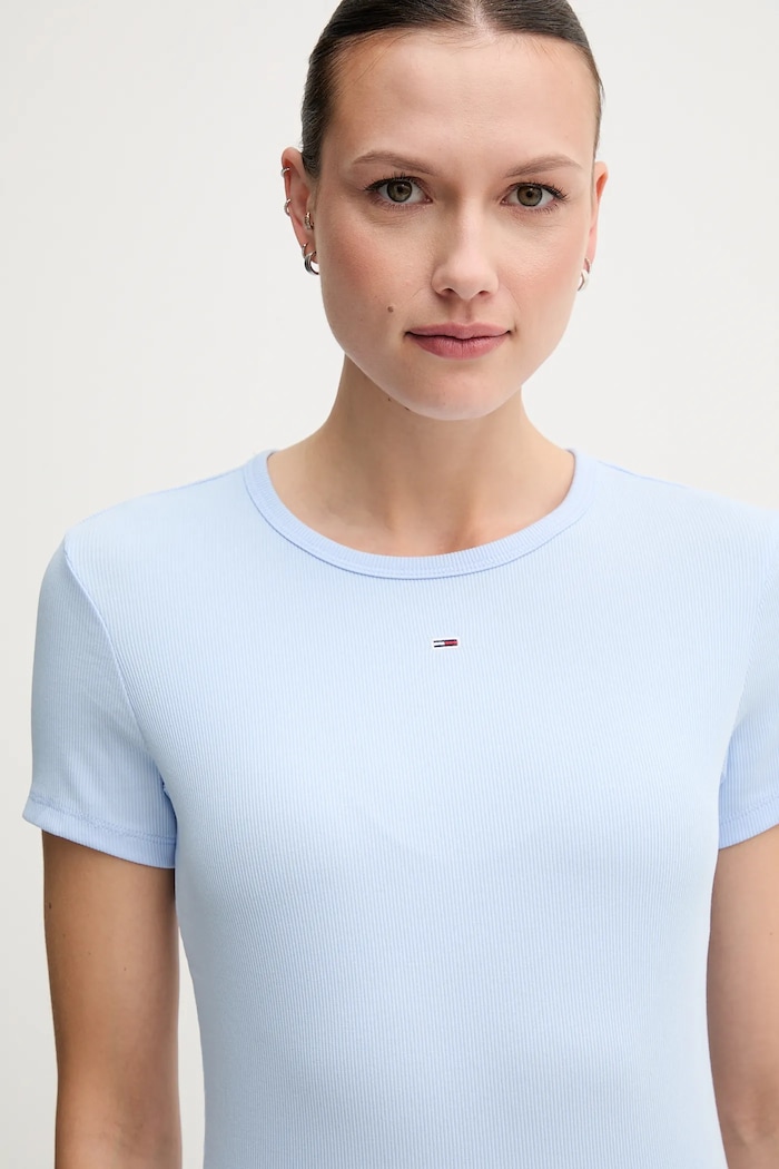 Tommy Jeans basic tričko dámske bavlnené s elastanom 2-pak DW0DW21430 modrá