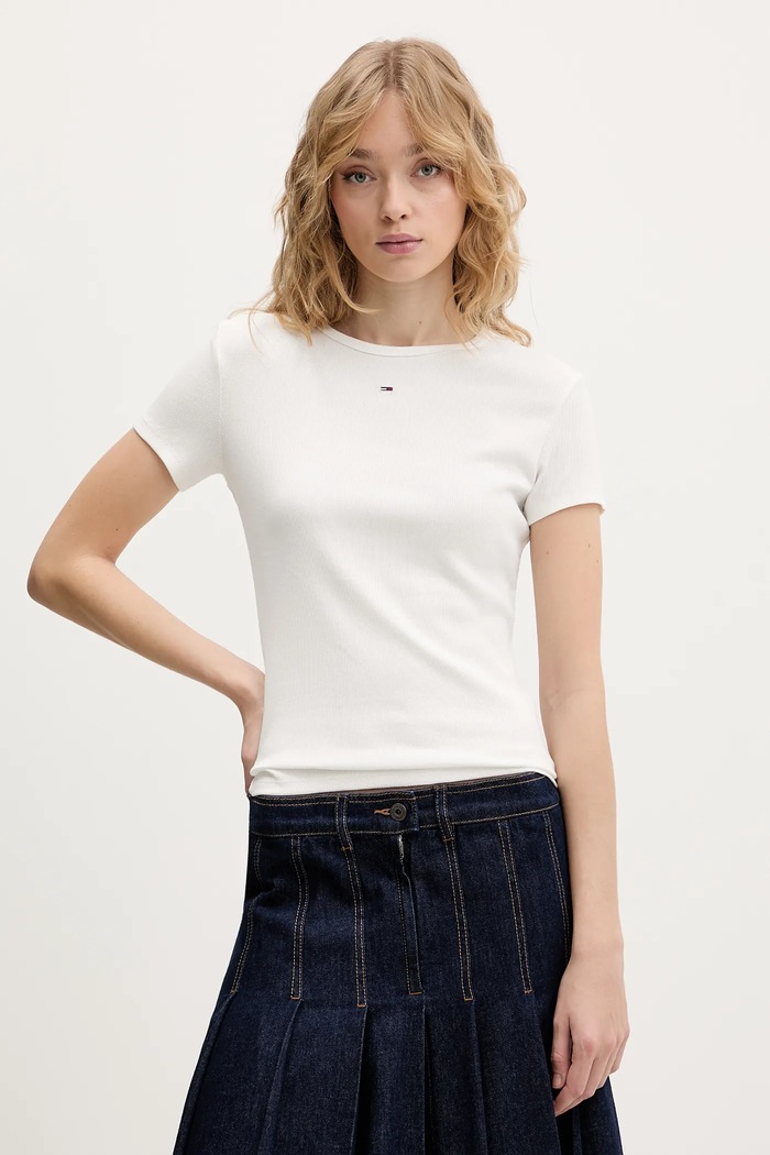 Tommy Jeans basic tričko dámske bavlnené s elastanom 2-pack slim tmavomodrá DW0DW21430