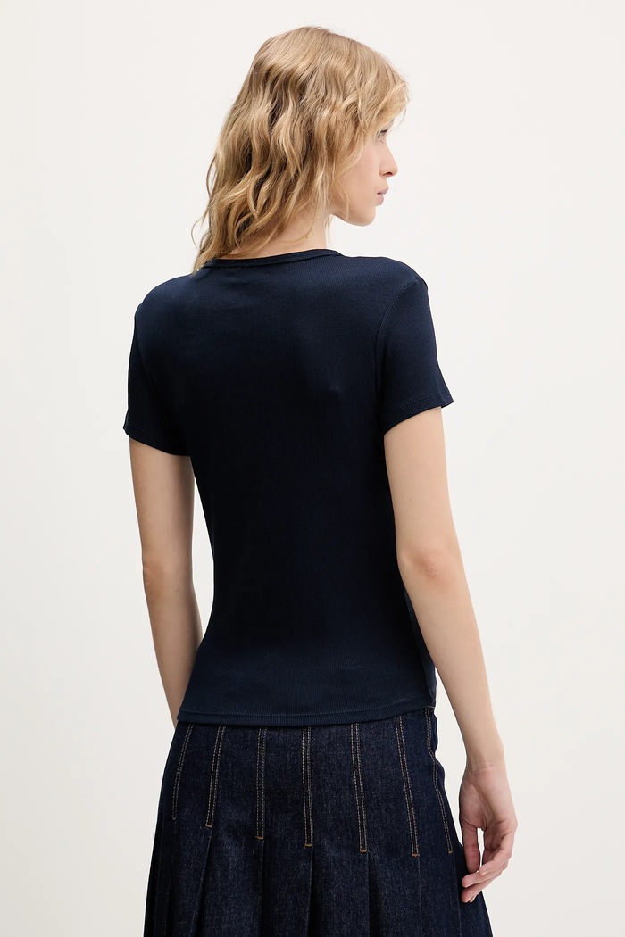Tommy Jeans basic tričko dámske bavlnené s elastanom 2-pack DW0DW21430 tmavomodrá