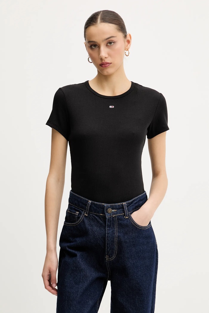 Tommy Jeans basic tričko dámske bavlnené s elastanom 2-pak DW0DW21430 čierna SS26