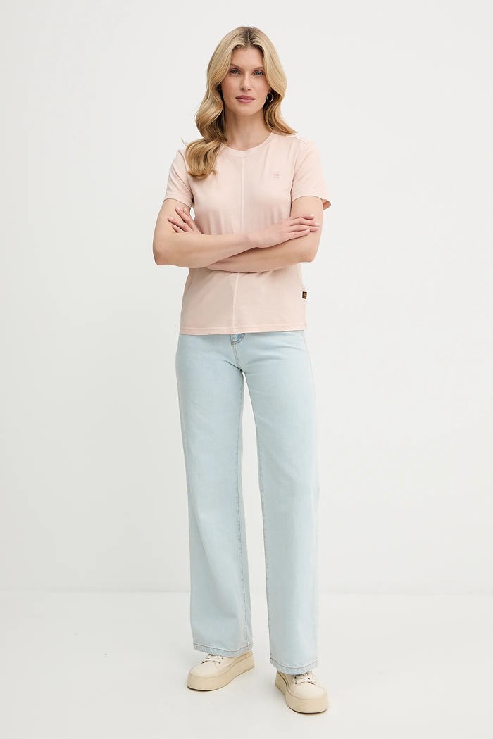 Βαμβακερό μπλουζάκι G-Star Raw D24499.B059 μπεζ AW25