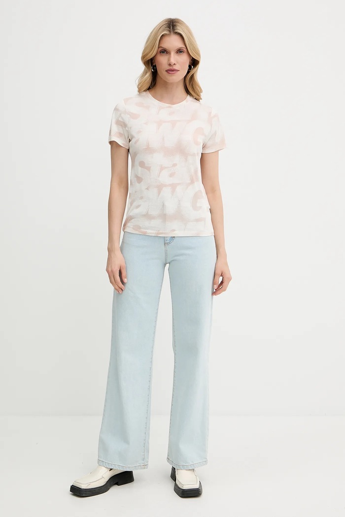 Памучна тениска G-Star Raw D26066.C565 бежов AW25
