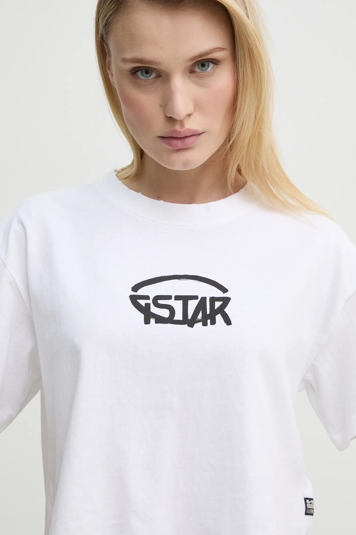 Bavlnené tričko G-Star relaxed biela D26239.C336