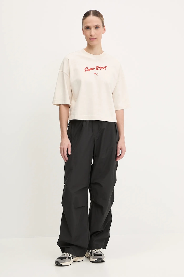 Puma Tricou din bumbac 629776 bej SS25