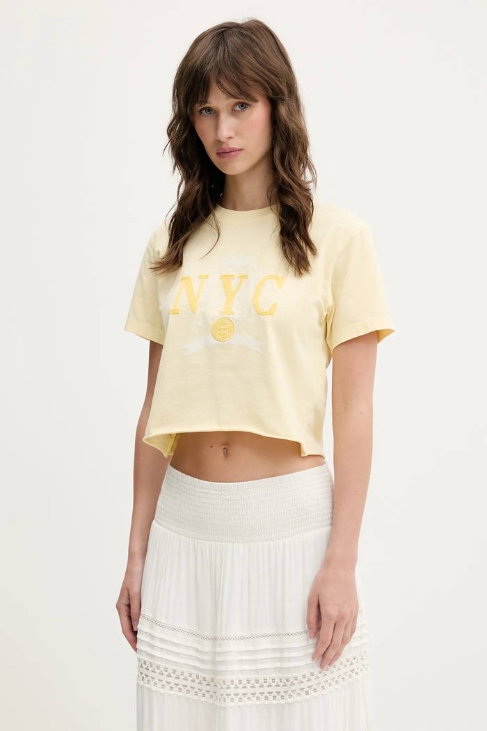 Pamučna majica Tommy Jeans pamuk zlatna DW0DW20424