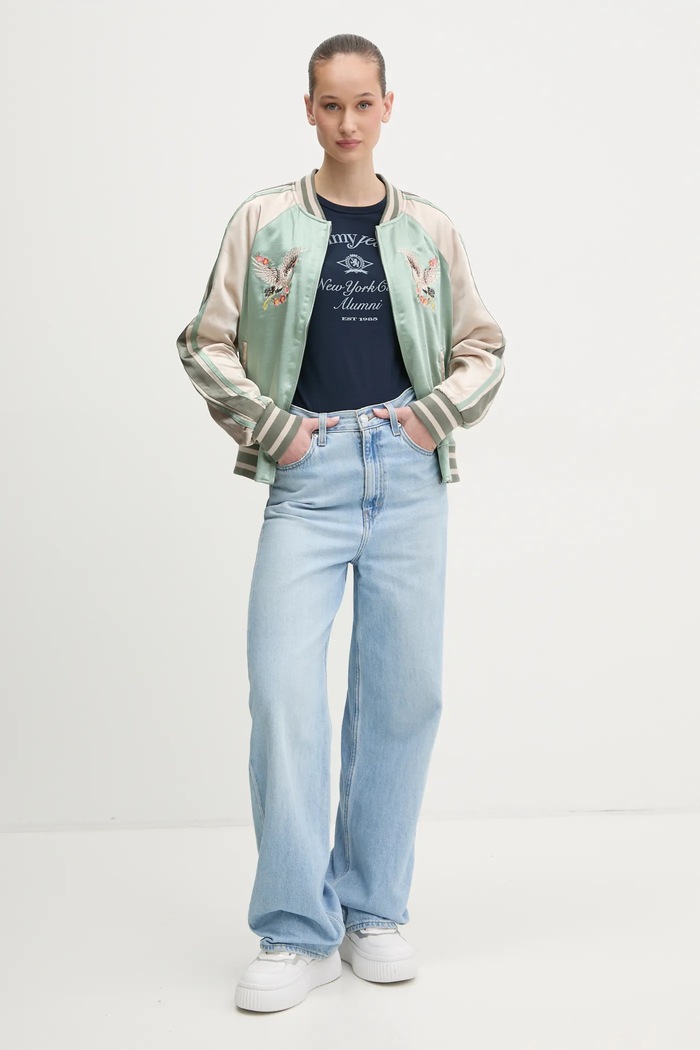 Pamučna majica Tommy Jeans DW0DW20323 mornarsko plava SS25