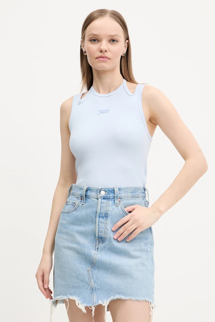 Tommy Jeans top imprimeu albastru DW0DW20325