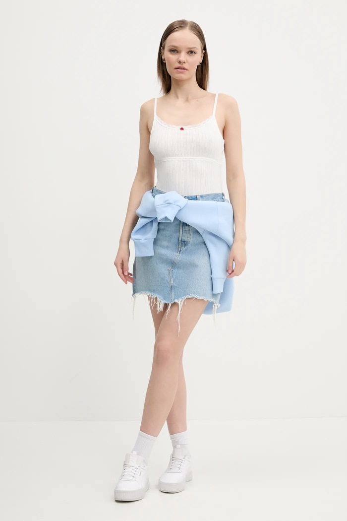 Bavlnený top Tommy Jeans DW0DW20620 biela SS25