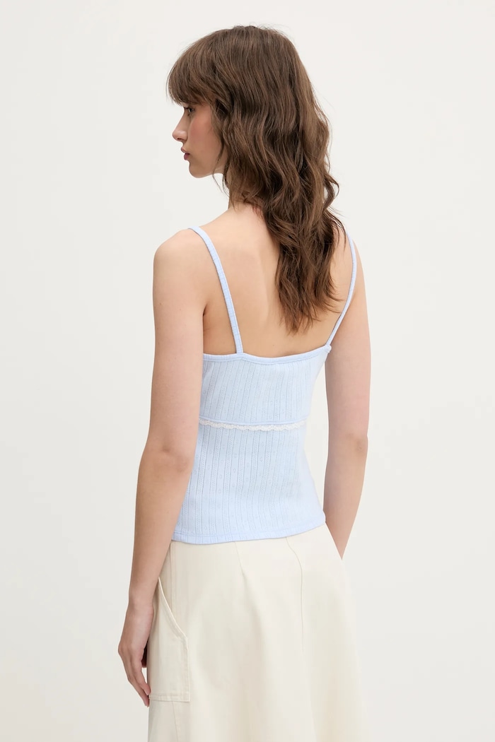Bavlněný top Tommy Jeans DW0DW20620 modrá SS25