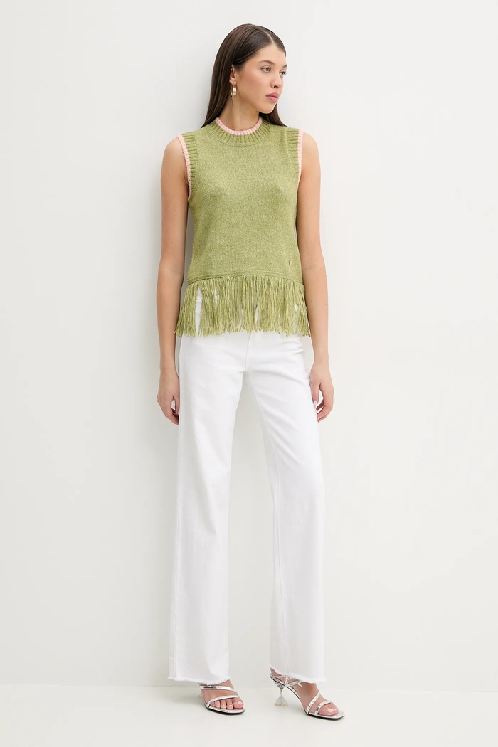 Елек с вълна Never Fully Dressed NFDKN555 зелен SS25