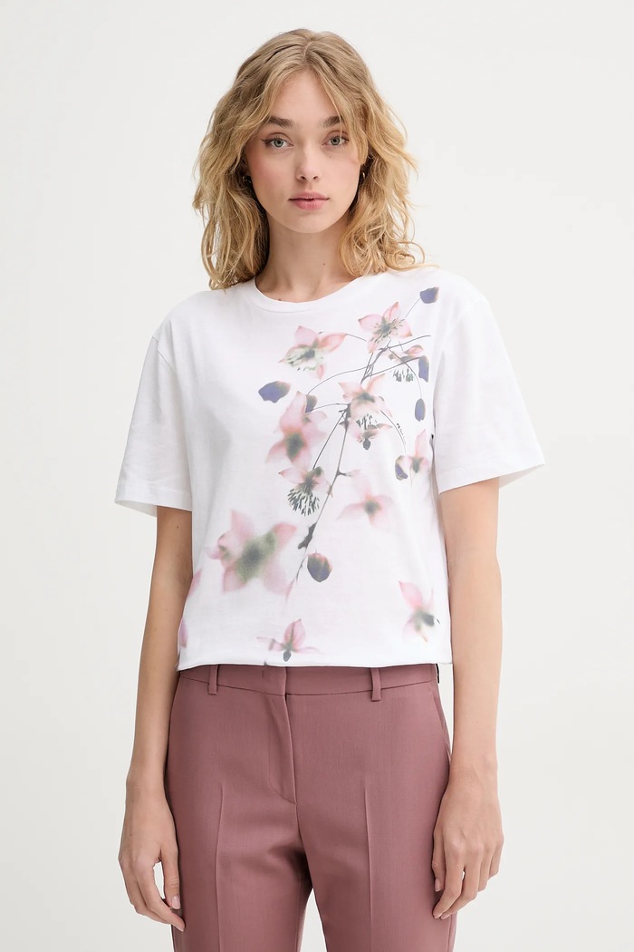 Bombažna kratka majica PS Paul Smith Potisk bela W2R.232V.PP5098
