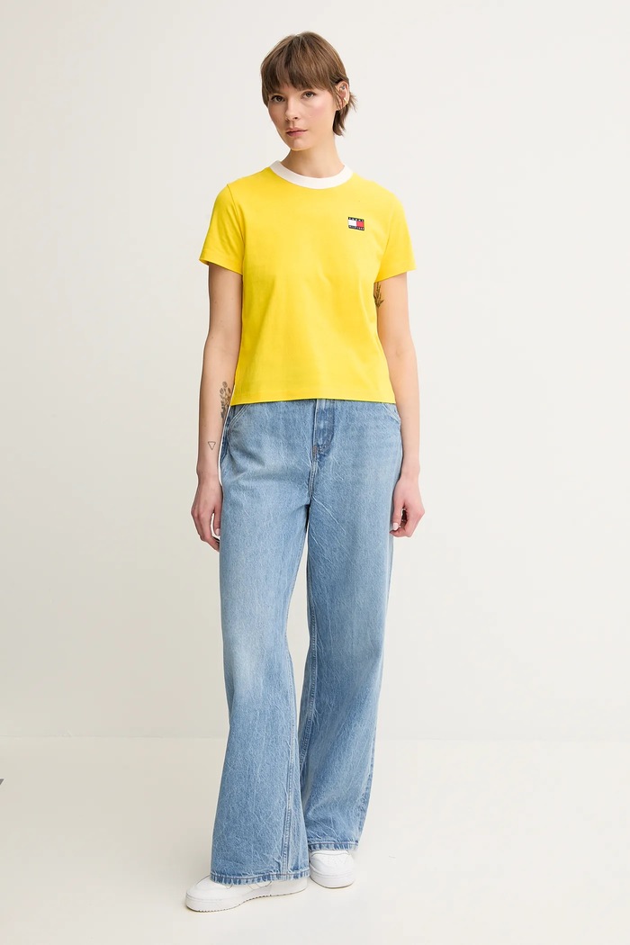 Bavlnené tričko Tommy Hilfiger SAILING WW0WW45598 žltá SS25