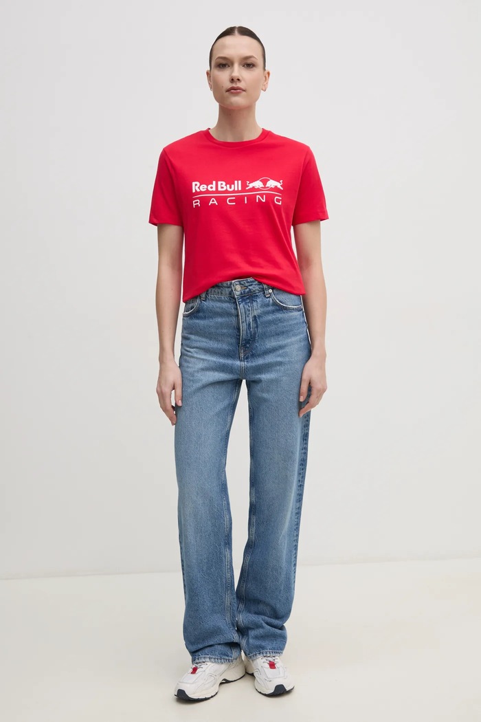 Bavlněné tričko Red Bull Racing x Pepe Jeans STANDARD FIT TEE RL500004 červená SS25