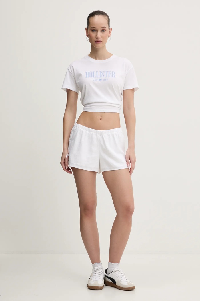 Hollister Co. t-shirt bawełniany KI357.5000.100 biały SS25