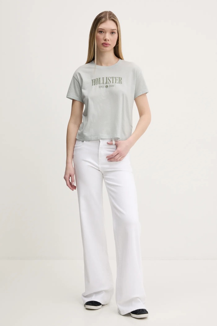 Bavlnené tričko Hollister Co. KI357.5000.210 sivá SS25