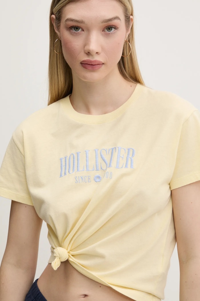 Bavlnené tričko Hollister Co. žltá KI357.5000.800