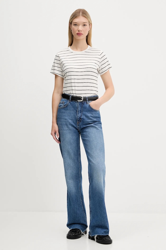 Bavlnené tričko Abercrombie & Fitch KI139.5309.123 béžová SS25