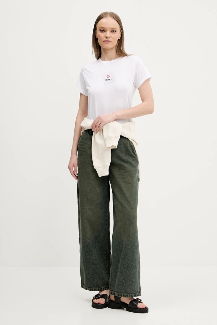 Bavlnené tričko Abercrombie & Fitch KI157.5015.100 biela SS25