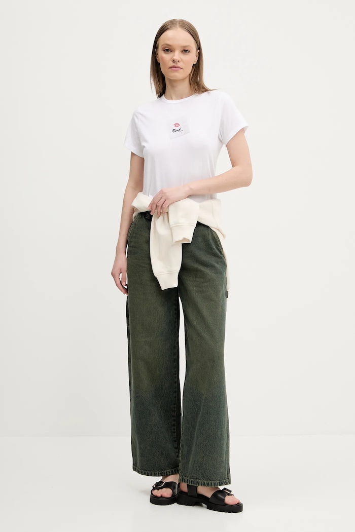 Bavlnené tričko Abercrombie & Fitch KI157.5015.100 biela SS25