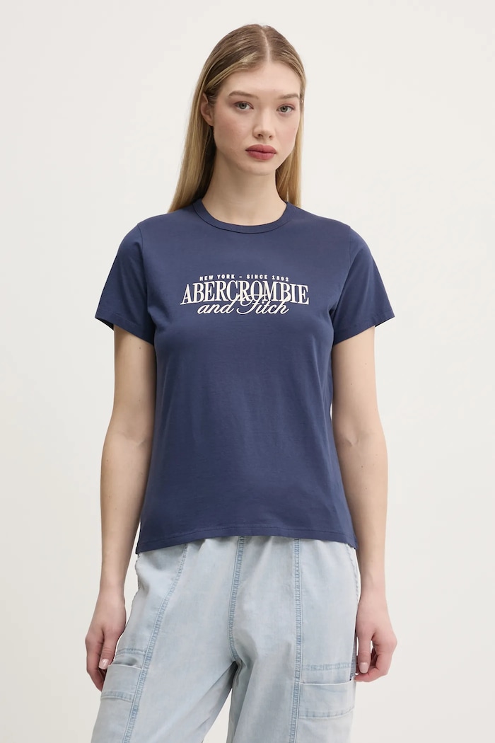 Abercrombie & Fitch t-shirt bawełniany nadruk granatowy KI185.5058.205
