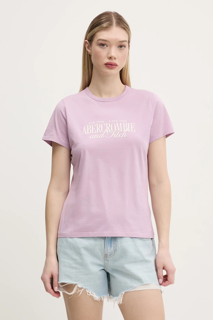 Bavlnené tričko Abercrombie & Fitch fialová KI185.5058.665