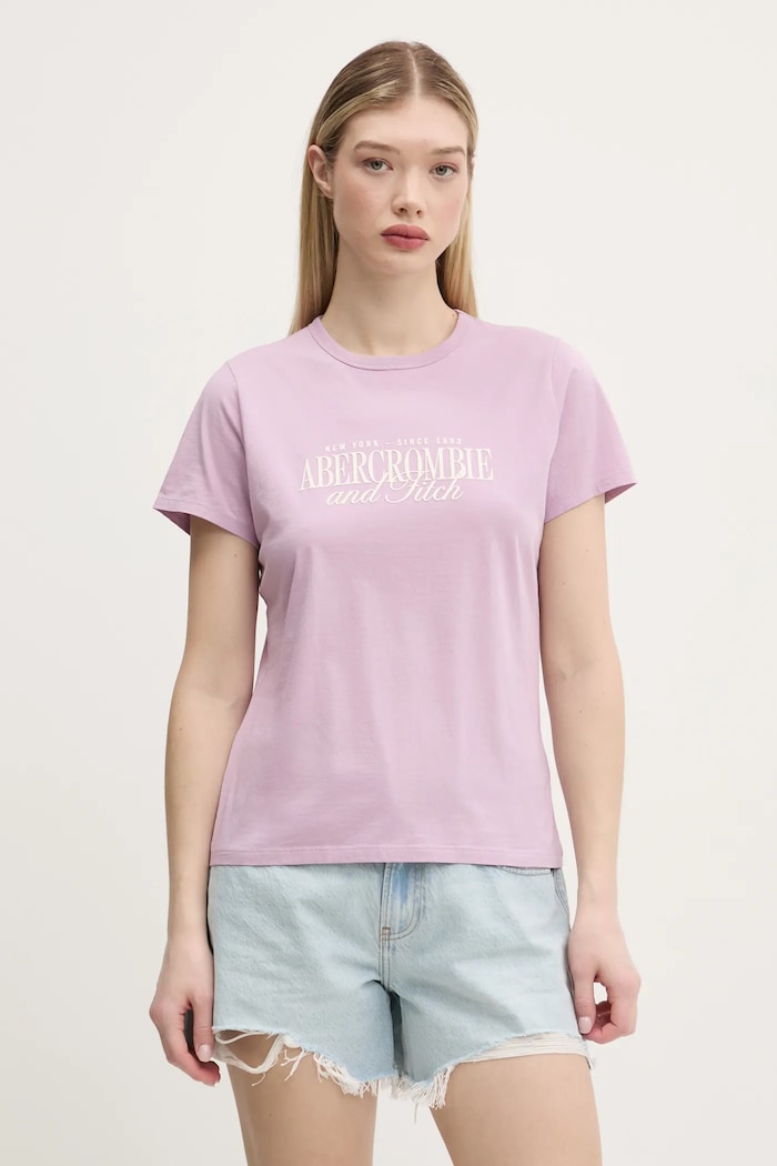 Bavlnené tričko Abercrombie & Fitch fialová KI185.5058.665