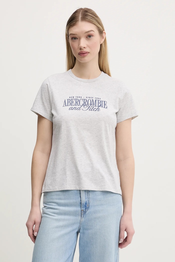 Abercrombie & Fitch t-shirt bawełniany nadruk szary KI185.5058.912