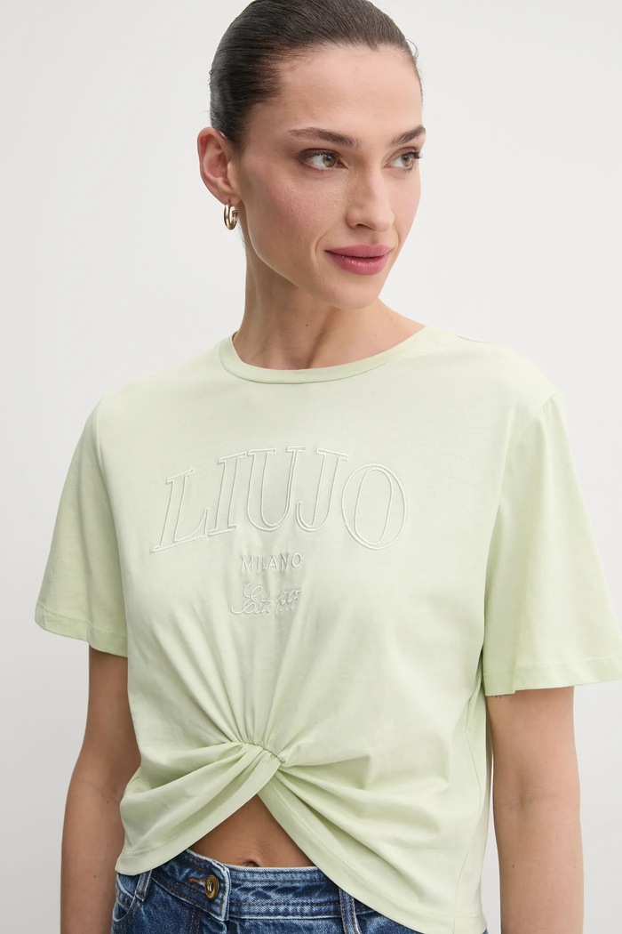 Памучна тениска Liu Jo зелен WA5001.JS923