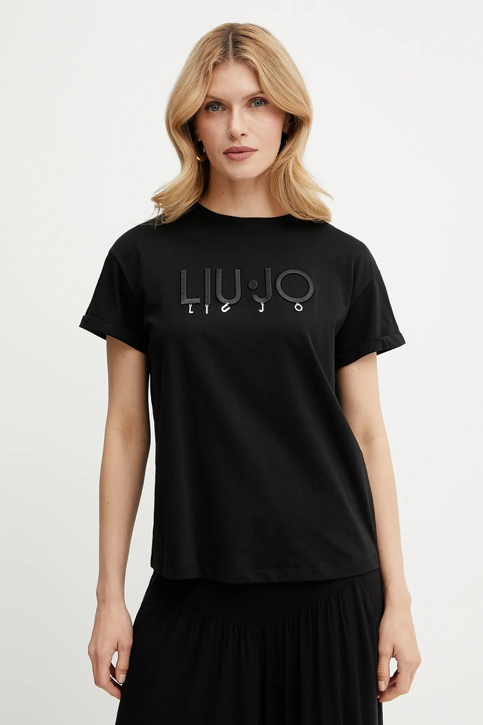 Liu Jo tricou din bumbac imprimeu negru WA5007.JS923