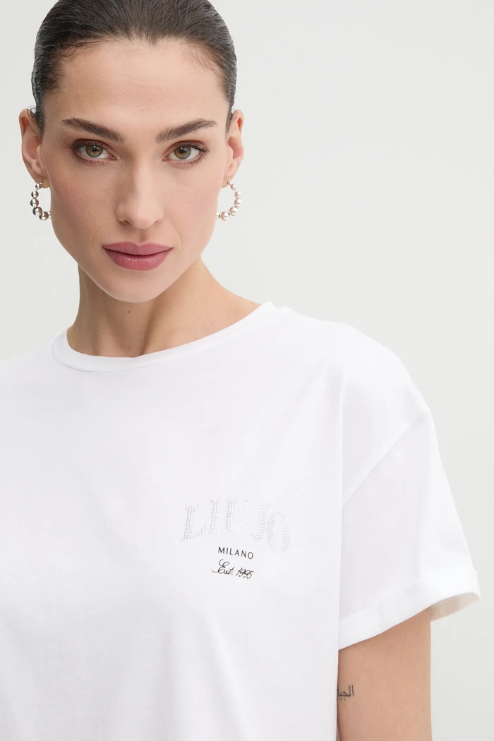 Liu Jo t-shirt bawełniany biały WA5144.JS923