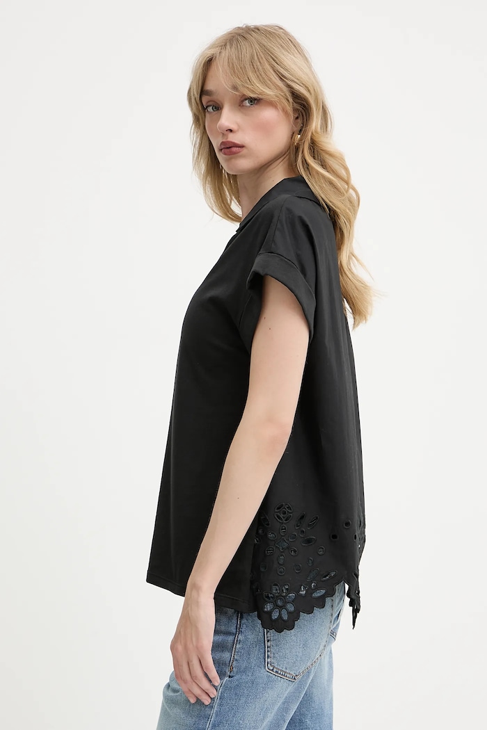 Liu Jo tricou din bumbac uni negru WA5167.T4853