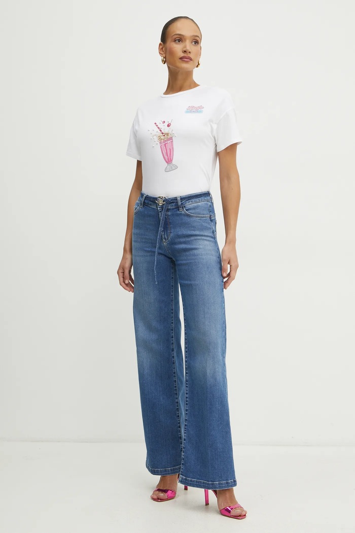 Liu Jo t-shirt bawełniany WA5342.JS923 biały SS25