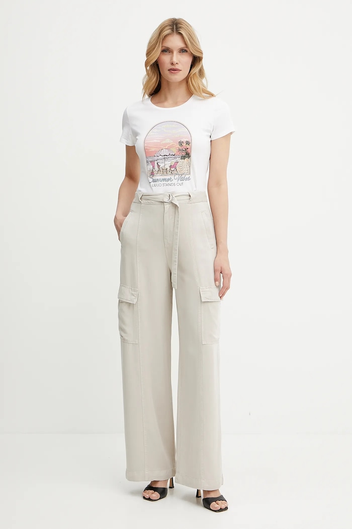 Liu Jo t-shirt bawełniany WA5478.J6410 biały SS25