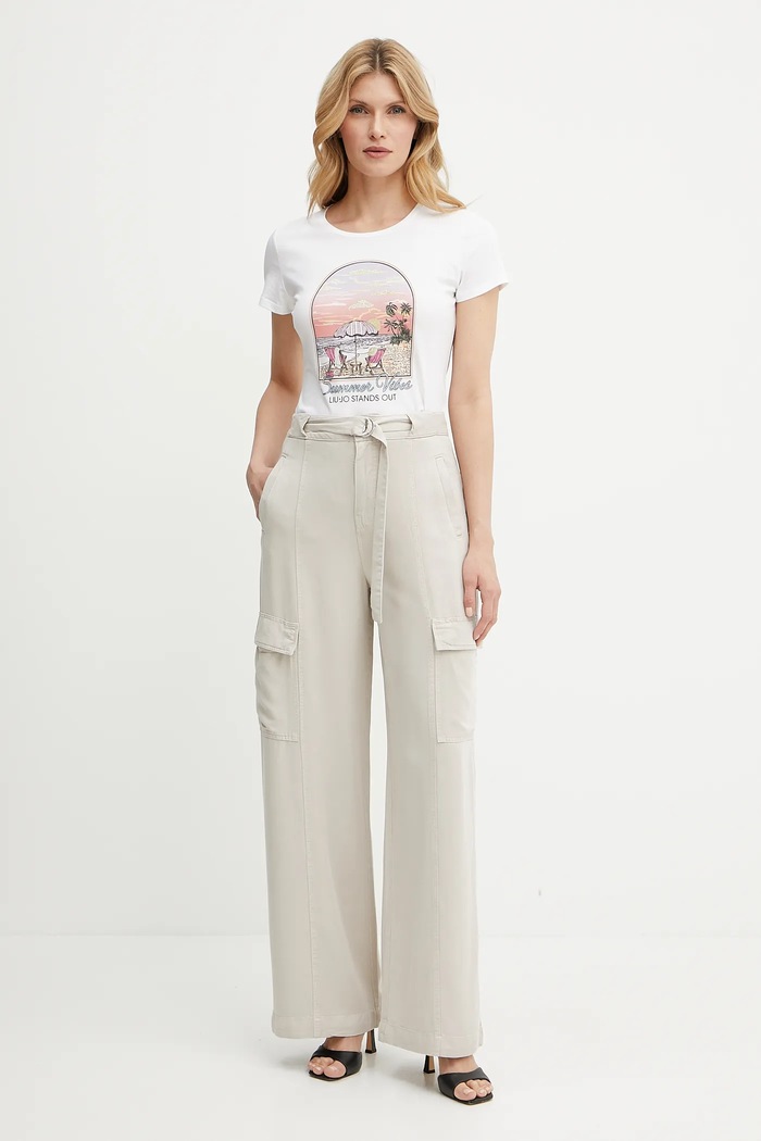 Liu Jo t-shirt bawełniany WA5478.J6410 biały SS25