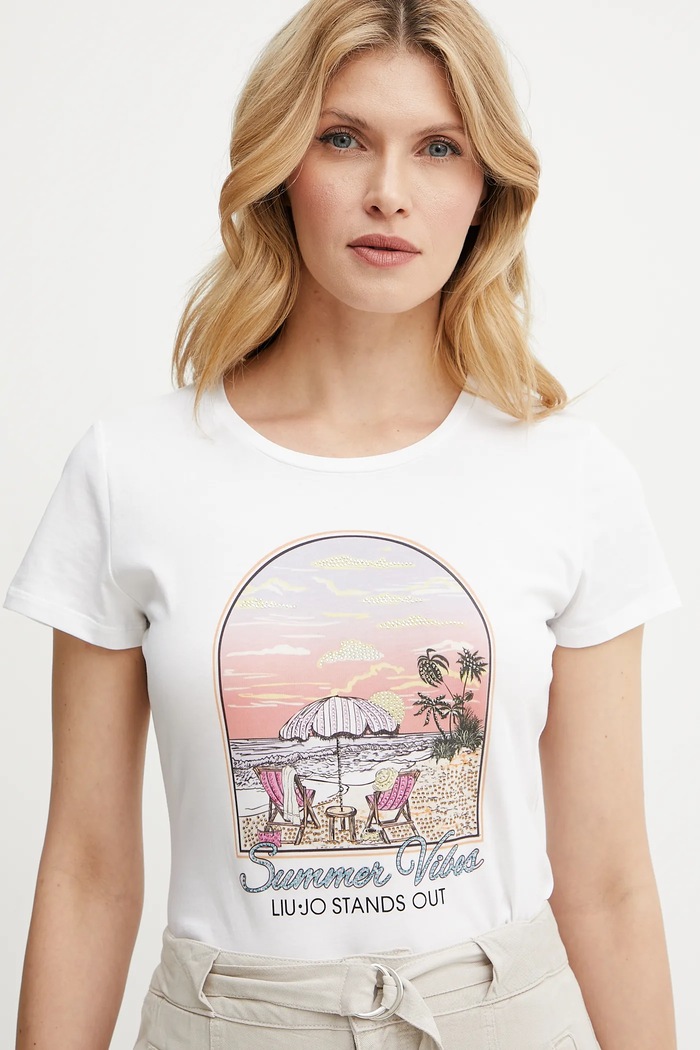 Liu Jo t-shirt bawełniany biały WA5478.J6410