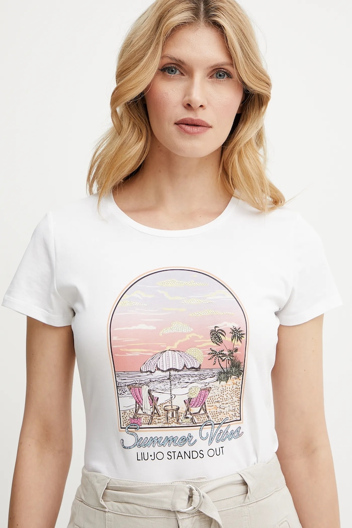 Liu Jo t-shirt bawełniany biały WA5478.J6410