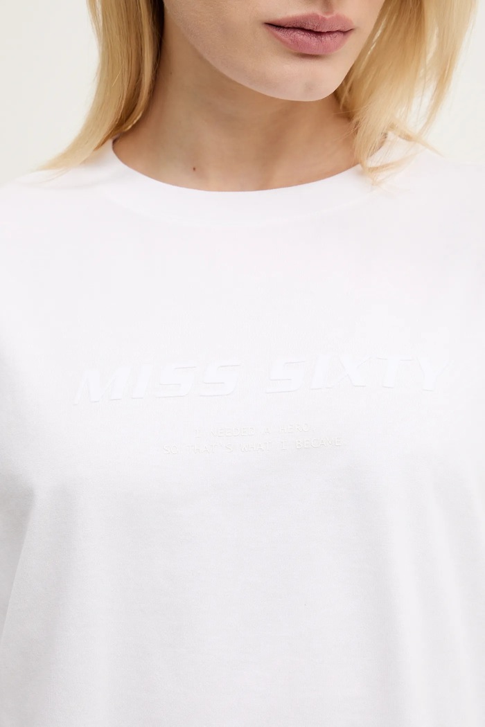 Памучна тениска Miss Sixty 6S2SJ76100 бял