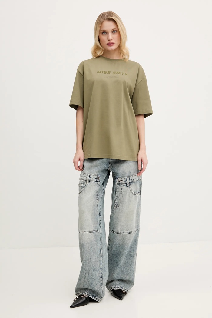 Miss Sixty T-shirt bawełniany 6S2SJ76100 zielony AA00