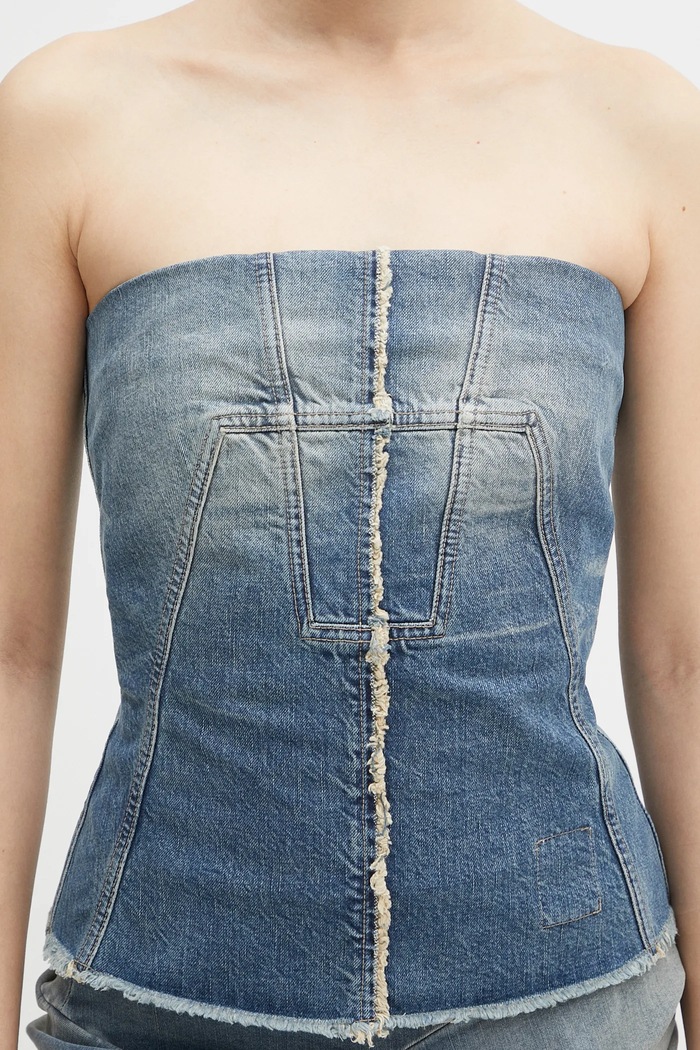 Rick Owens DRKSHDW bluză subțire de blugi Bustier Top albastru DS01E3127.DWB