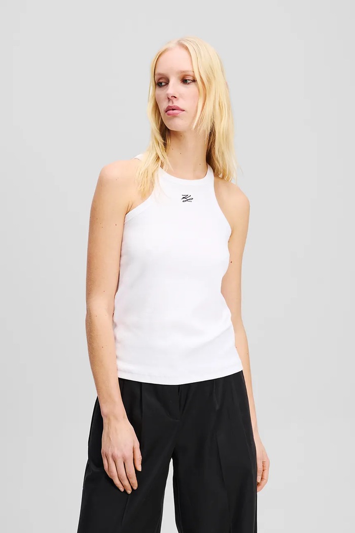 Top Karl Lagerfeld Z elastanom bela A2W17107