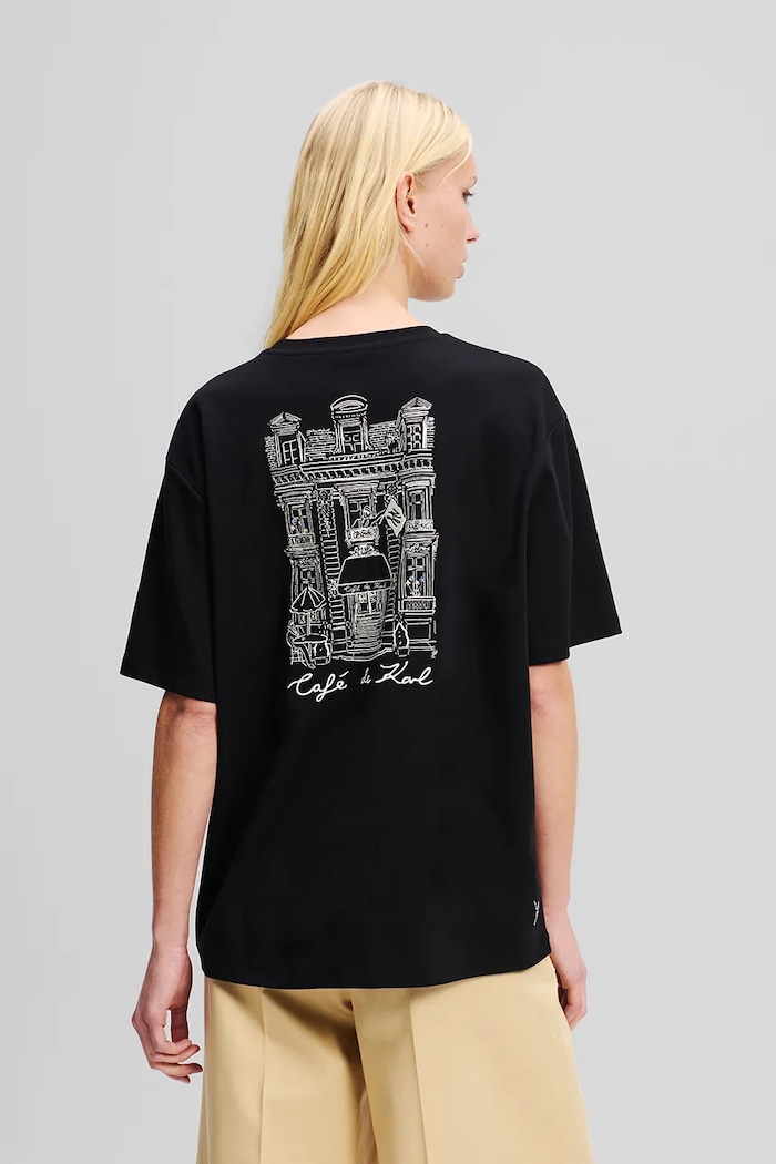 Βαμβακερό μπλουζάκι Karl Lagerfeld A2W17088 μαύρο SS25