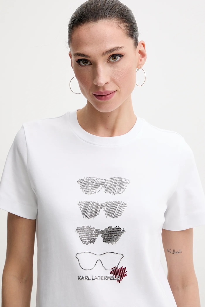 Karl Lagerfeld tricou din bumbac alb A2W17103