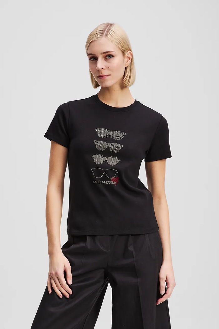 Karl Lagerfeld tricou din bumbac imprimeu negru A2W17103
