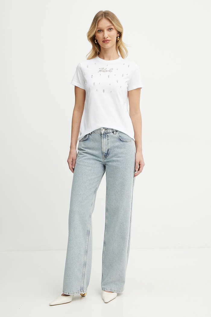 Karl Lagerfeld t-shirt bawełniany A2W17120 biały SS25