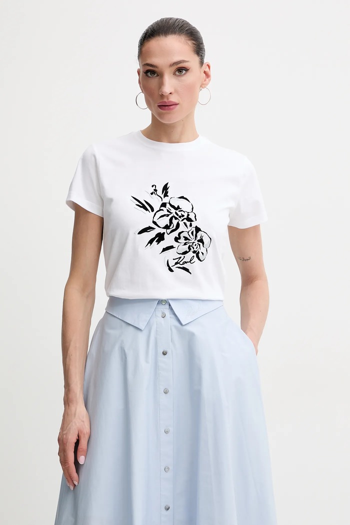 Karl Lagerfeld t-shirt bawełniany biały A2W17058